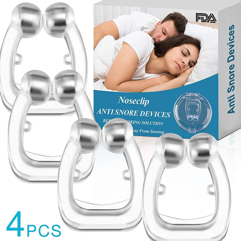 Dispositivo magnético anti ronco, parar de roncar clipe de nariz fácil respirar melhorar o sono ajuda apnéia guarda dispositivo noturno com 4pcs